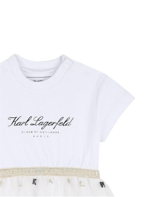 Abito bambina Karl Lagerfeld bianco con logo Karl Lagerfeld Kids | Z31043N01